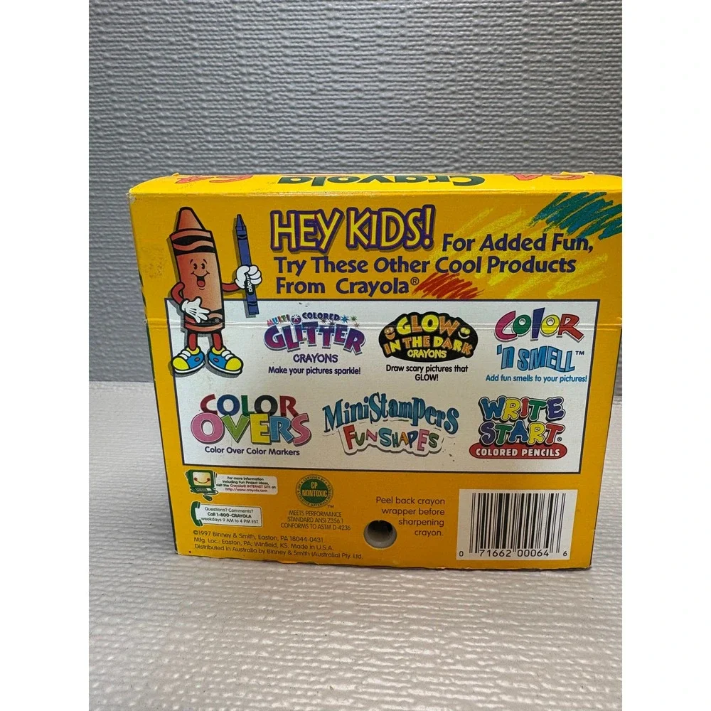 Vintage 1997 Crayola 64 Crayons Box with Built-In Sharpener Never Used Open Box - Picture 3 of 7